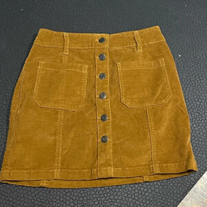 Mudd Junior Brown Front Button‎ Corduroy mini Skirt Size 0